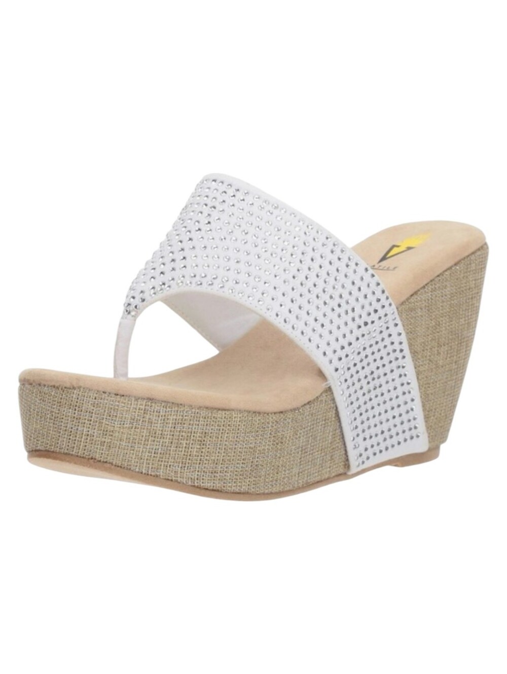 White Rhinestone Jute Platform Wedge Heeled Sandals by Volatile - Size 10 Womens